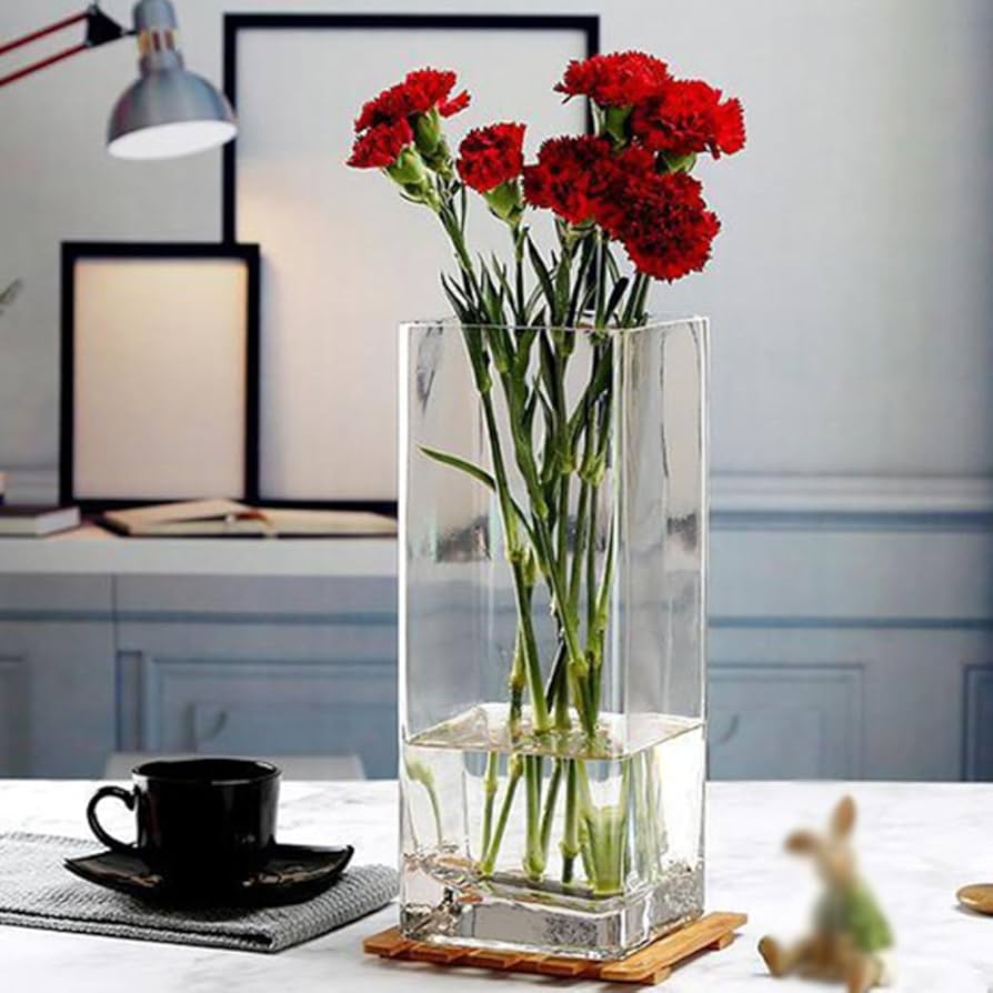 Amazon.co.jp: YJFFQ フラワーベース 花瓶 ガラス スクエア 大きな