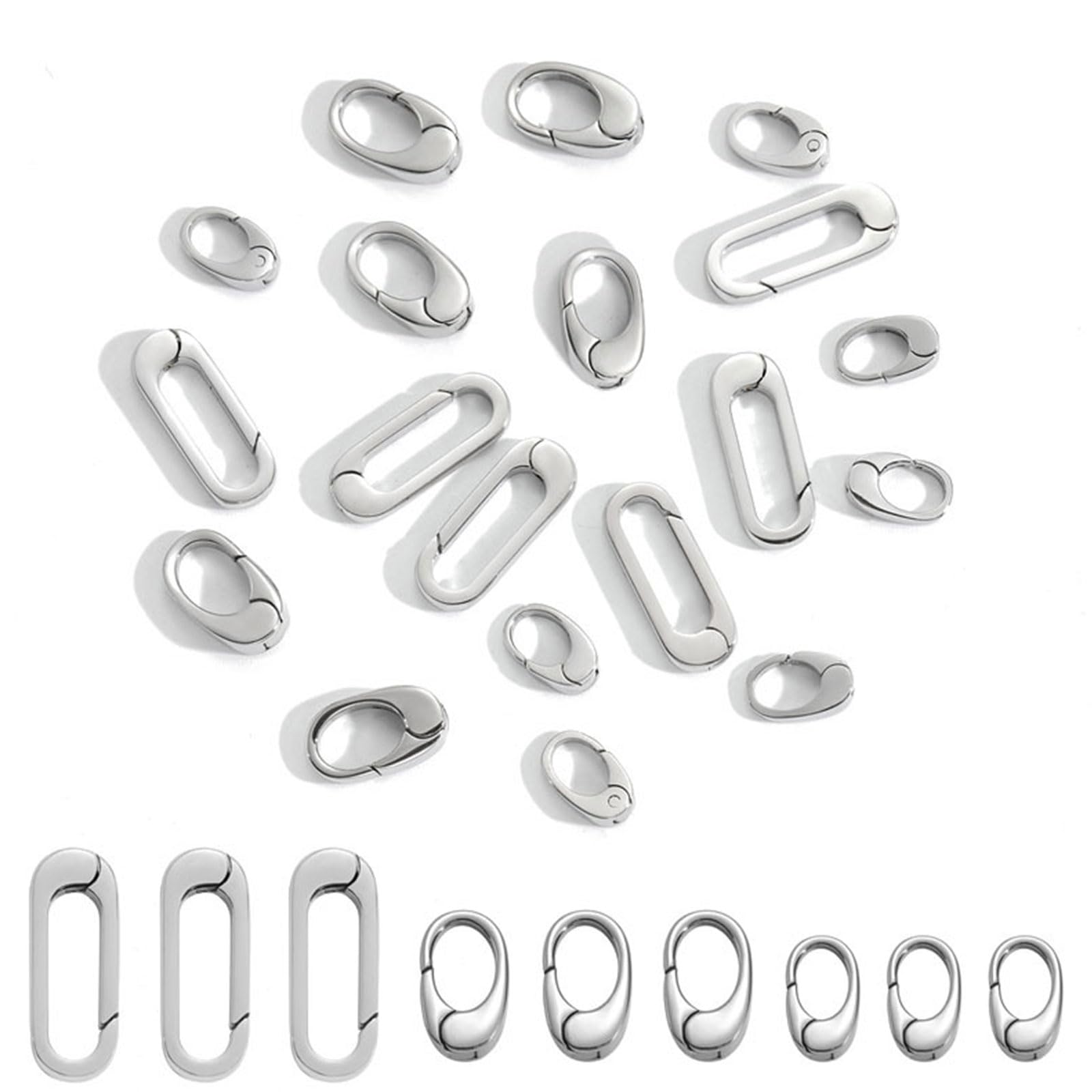 Verschlusszubehör für die Anpassung von Halsketten und Armbändern mit Edelstahl Schmuckherstellungszubehör, 10 Stück Federringverschlüsse