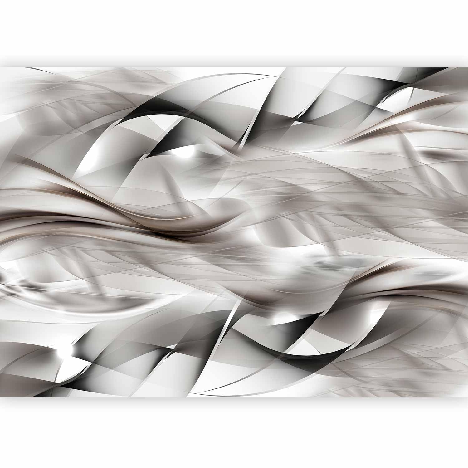 murando - Photo Wallpaper Abstraction 343x256 cm / 135"x97" cm Peel and Stick Self-Adhesive Foil Print Wall Mural Decoration Picture Design Modern - 3D Abstract Grey Waves Elegant a-A-0135-a-b โ image 1