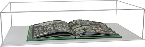 Vista 322 de Better Display Cases Versátil vitrina de acrílico transparente - Caja rectangular grande con base blanca 18" x 12" x 3" (BK09)