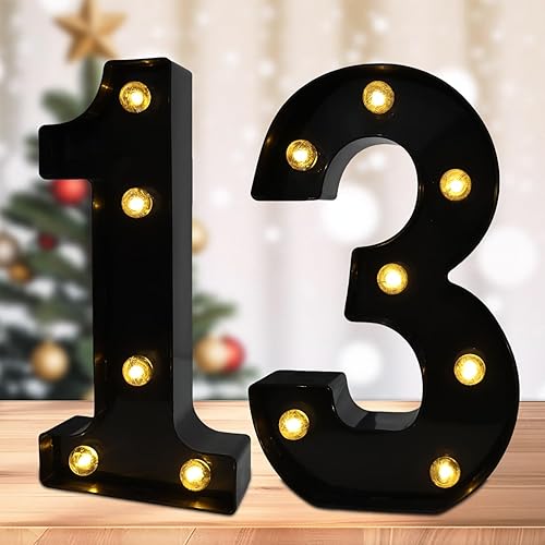 Miniatura 51 de Letras Iluminadas LED, Señales de Barra LED, Luces de Barra a Batería, Luces con Letras para el Hogar, Decoración de Barra Blanco,Negro