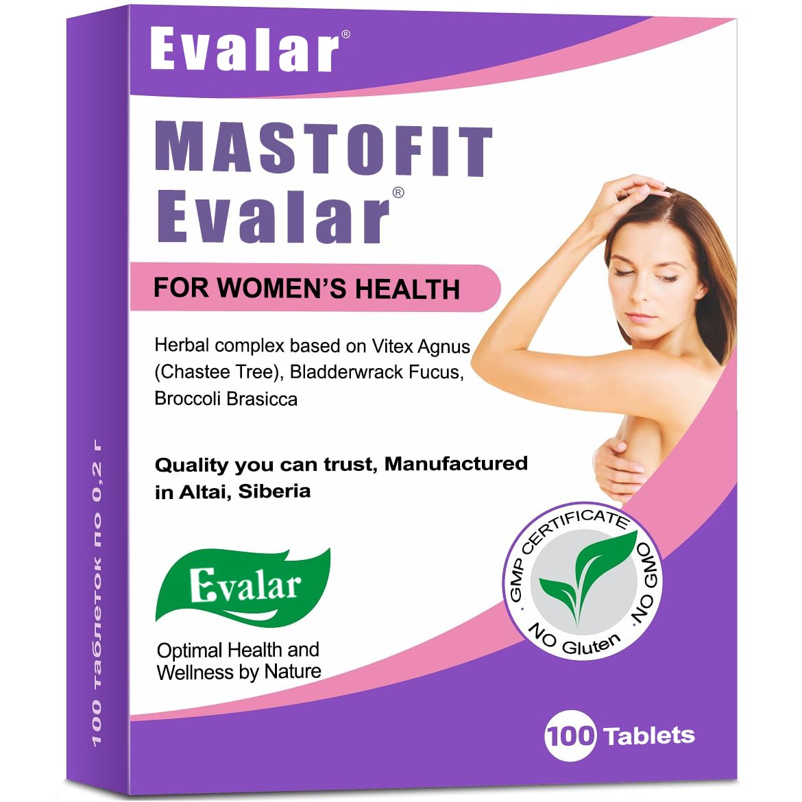 Evalar Vitex Chaste Tree Bladderwrack Fucus Extract Mastofit Herb 100 Tab