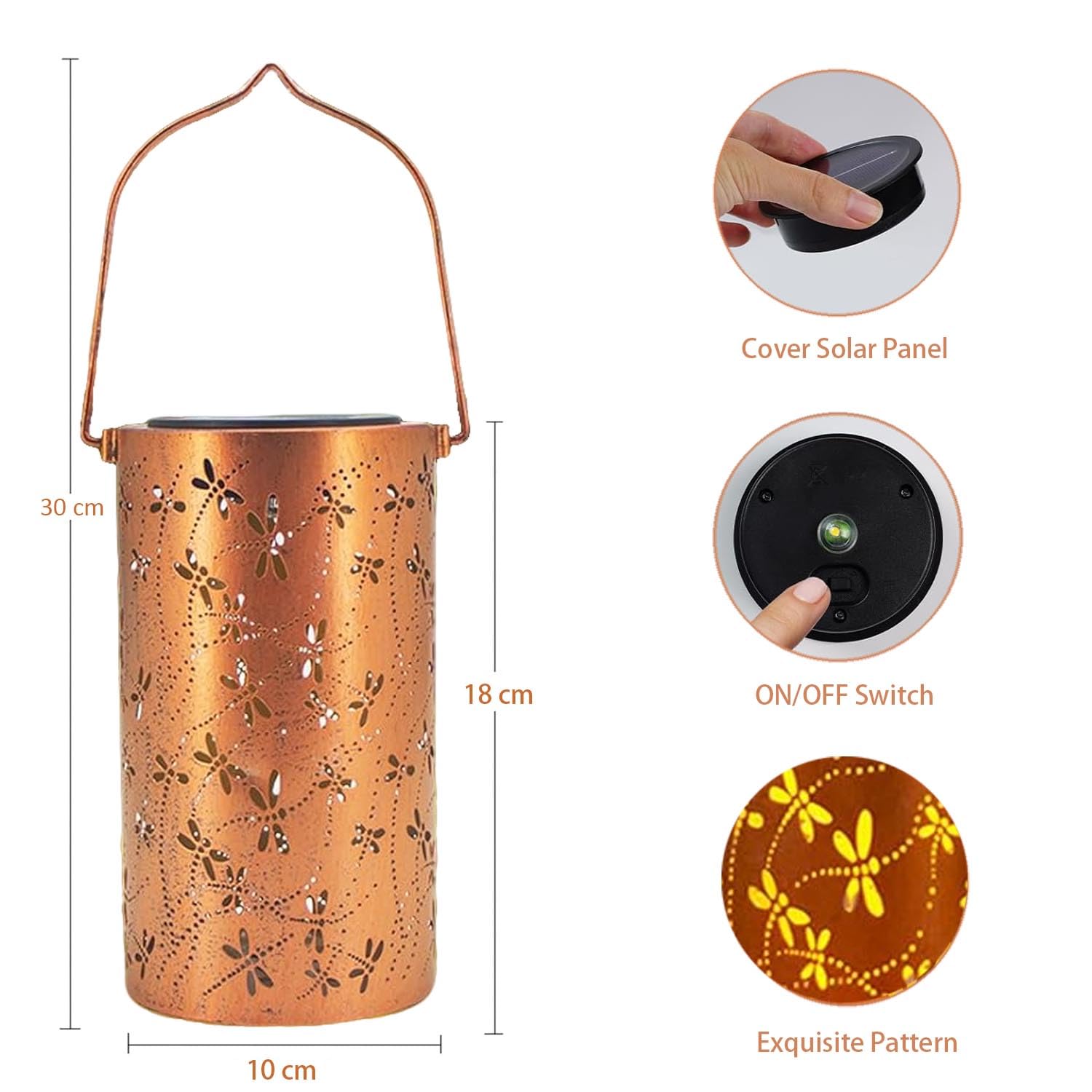 Lot de 2 lanternes solaires d'extérieur étanches en forme de libellule - Cadeaux de jardinage pour homme et femme - Ornements à énergie solaire pour cour, terrasse, pelouse, balcon, allée, table