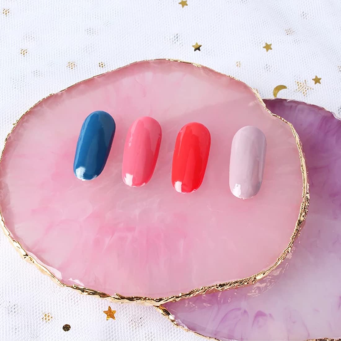 BAQI 1 Palette de Vernis à Ongles en résine - Plaque de mélange de Couleurs - Bord doré - Pratique - Tableau d'affichage de Maquillage - Dessin de Couleur - Support pour manucure