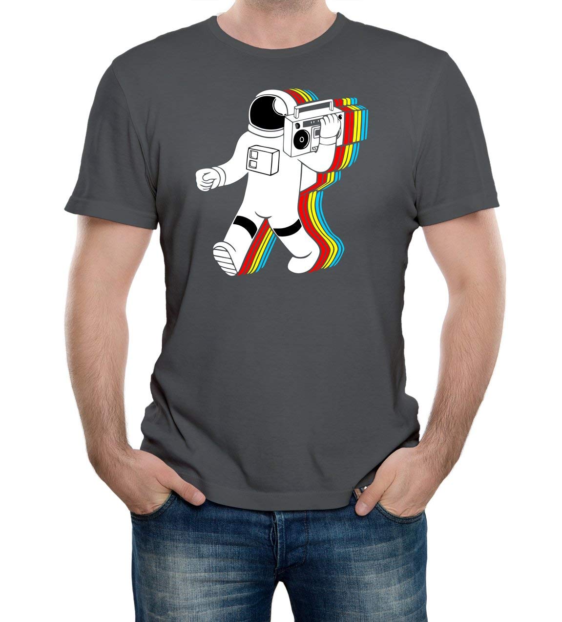 Reality Glitch Men's Grey Funky Spaceman T-Shirt
