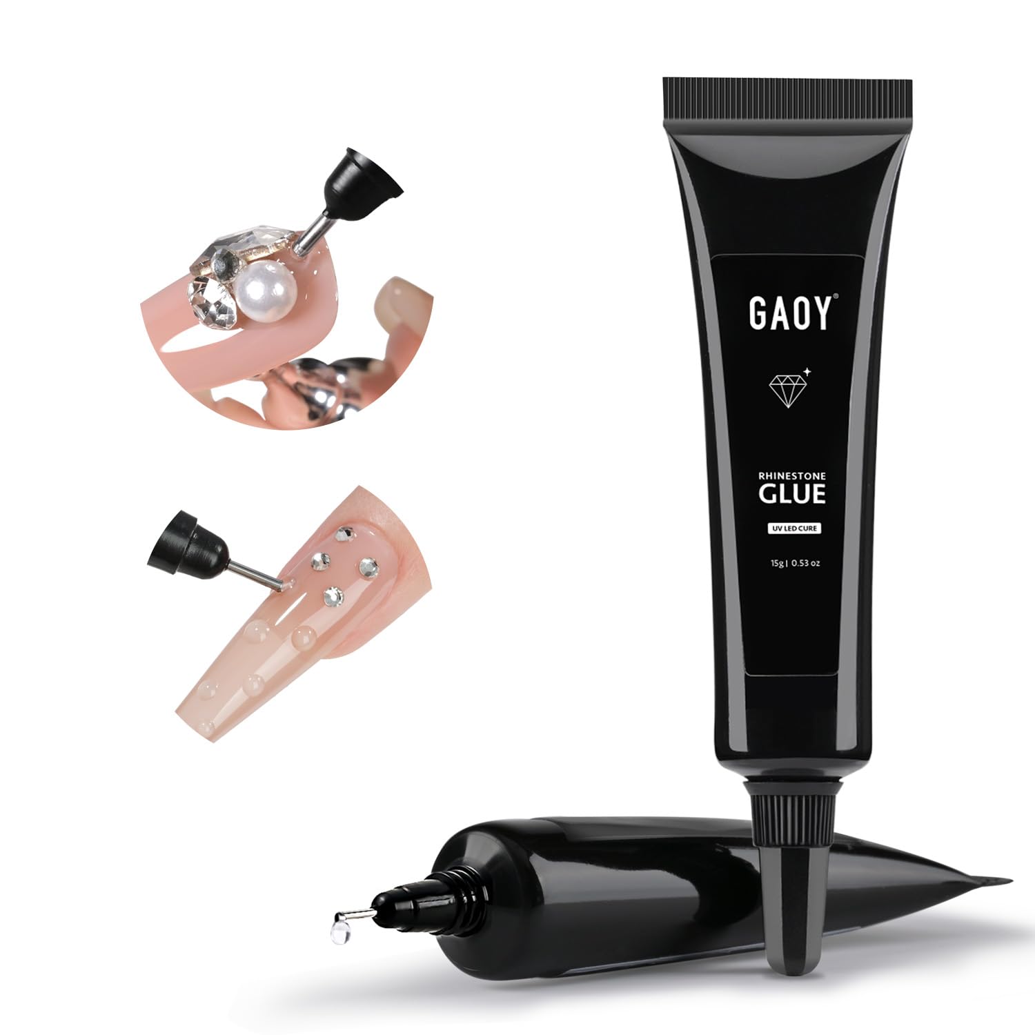 GAOY Pegamento multifuncional de diamantes de imitación, pegamento de gel 3D de fuerte adherencia para decoración de uñas, gemas y