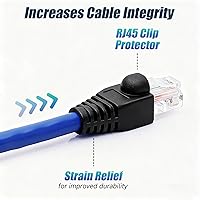 Vista 5 de Conector de cable Ethernet RJ45 de plástico blando Botas de alivio de tensión CAT5 CAT5E CAT6 CAT6E 100PCS (negro)