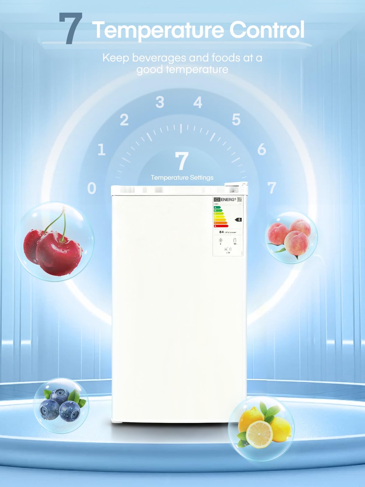 FOHERE Frigorifero Piccolo 91L con Freezer, Frigorifero Monoporta, Silenzioso, 7 Termostato Regolabile, Scomparto per Verdure, Mini Frigo da Ufficio, Camera, Bianco