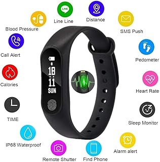 Msxx Linked Bracelet Waterproof Motion Monitoring Sleep Monitor Blood Pressure Monitor Heart Rate Monitor Information Push Suitable for iPhone and Android