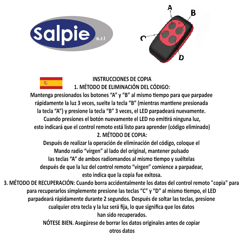 Telecomando Cancello Universale 433 MHz – 2 Pezzi – Autoapprendimento Codice Fisso – Batterie Incluse – Compatibile Solo con CancellI a Codice Fisso