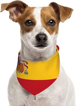 Spanish Flag Pet Scarf Dog Bandanas Spring Summer Soft Cotton Puppy Scarfs Adjustable Accessories for Small Medium Large Girl Boy Pup Small