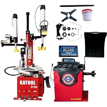 KATOOL KT-T830 Tire Changer 2.0 HP Bead Blaster and KT-B750 Wheel Balancer Automatic Measurement Ruler Combo Machine Garage and Shop Equipment for Tire Repair