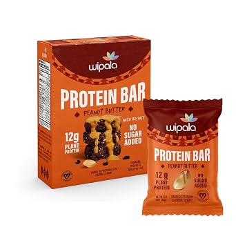 Wipala Protein Bars - Peanut Butter - 12g of Plant Based Protein per Bar! No Added Sugars, Certified Vegan, Gluten Free, 100% Natural