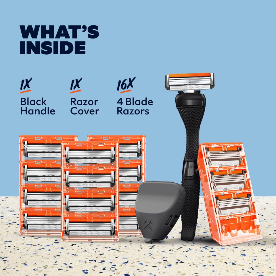 Dollar Shave Club | Bulk Shave Set | 16 Swift Rinse Refill Cartridges, 1 Handle (Black), 1 Razor Cover - Image 3