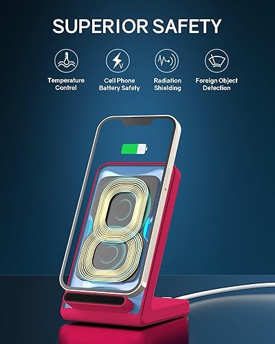 Miniatura 20 de Cargador inalámbrico, soporte de carga inalámbrica rápida de 15 W [adaptador incluido], compatible con iPhone 15 14 13 12 11 Pro Max XS XR X 8