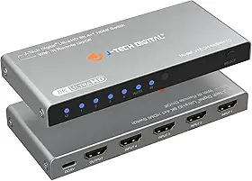 J-Tech Digital Switch Hdmi 4K 120Hz, Switch 2.1 4 Entradas 1 Saída, 8K 60Hz 1080P 240Hz Comutação Automática Por Controle Remoto Ir, Cabo de Alimentação Usb-C, Compatível com Hdr E Dolby Vision, Allm