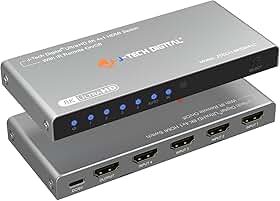 J-Tech Digital Switch Hdmi 4K 120Hz, Switch 2.1 4 Entradas 1 Saída, 8K 60Hz 1080P 240Hz Comutação Automática Por Controle Remoto Ir, Cabo de Alimentação Usb-C, Compatível com Hdr E Dolby Vision, Allm