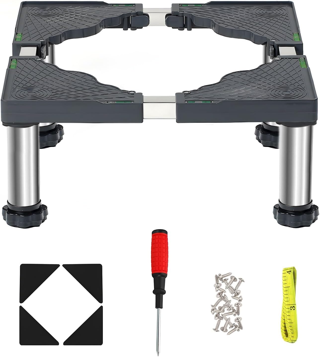 7.5"-8.6" Height Mini Fridge Stand Adjustable Universal Base with 4 Strong Feet, Heavy-Duty Washer and Dryer Pedestal, Multi-Functional Stand for Washing Machine, Refrigerator, Dishwasher, and More, Anti-Vibration & Sturdy Design (Grey)