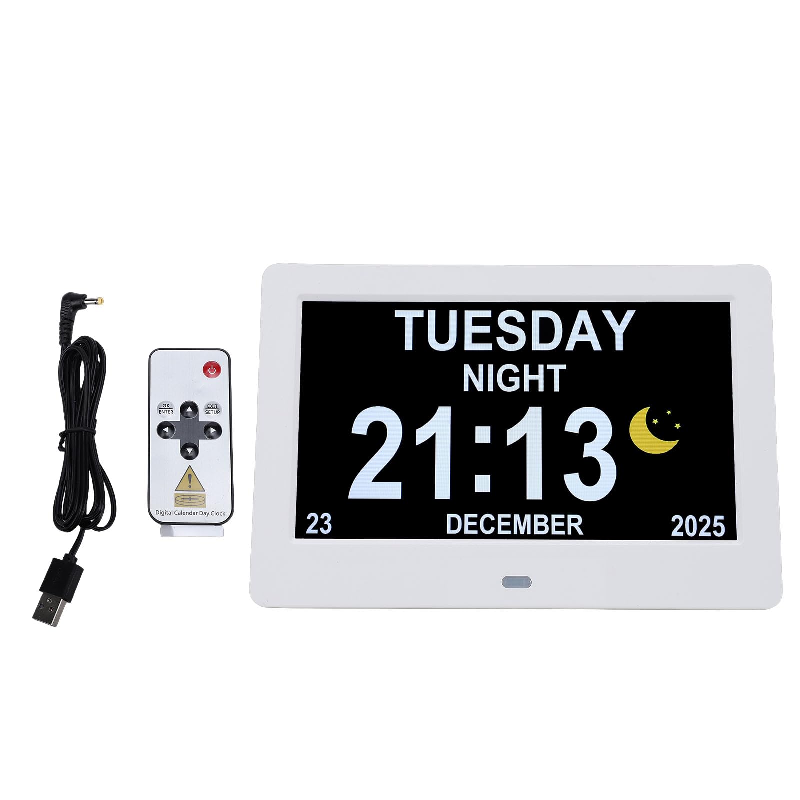 Calendario Digitale, Oscuramento Automatico Calendario da Parete Elettronico con Ampio Display da 7 Pollici, Sveglia per Demenza con Allarmi Multipli Luminosità Regolabile per Anziani