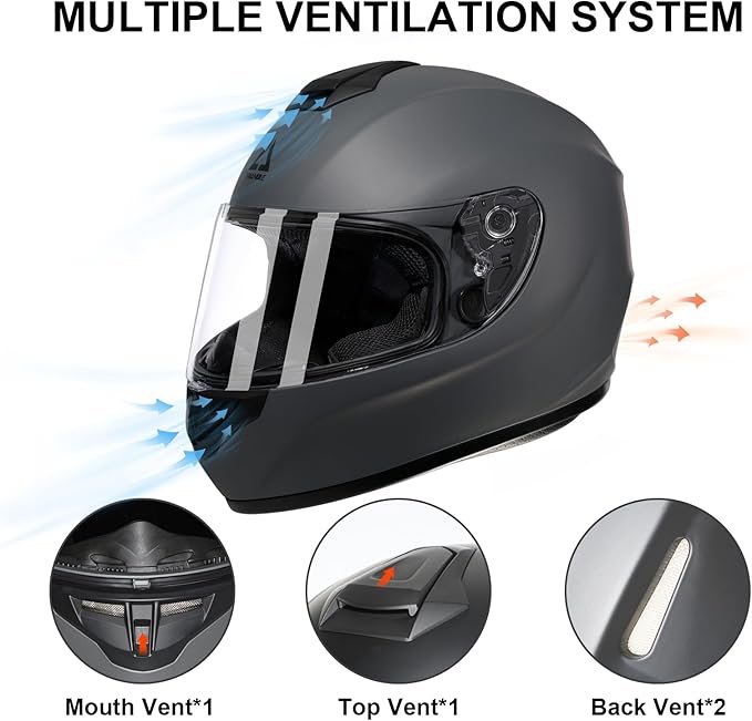TRIANGLE Motorcycle Helmets Full Face Motorcycle Helmet for Men & Women with Tinted and Clear Visor Meet Dot Approved