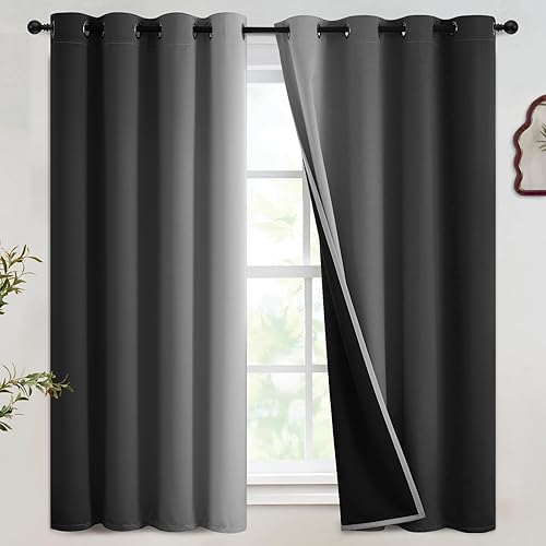 Miniatura 124 de SimpleHome Cortinas gruesas con aislamiento térmico y ojales, bloqueo de luz para oscurecer sala, dormitorio, 2 paneles, 52 x 72 pulgadas de largo,