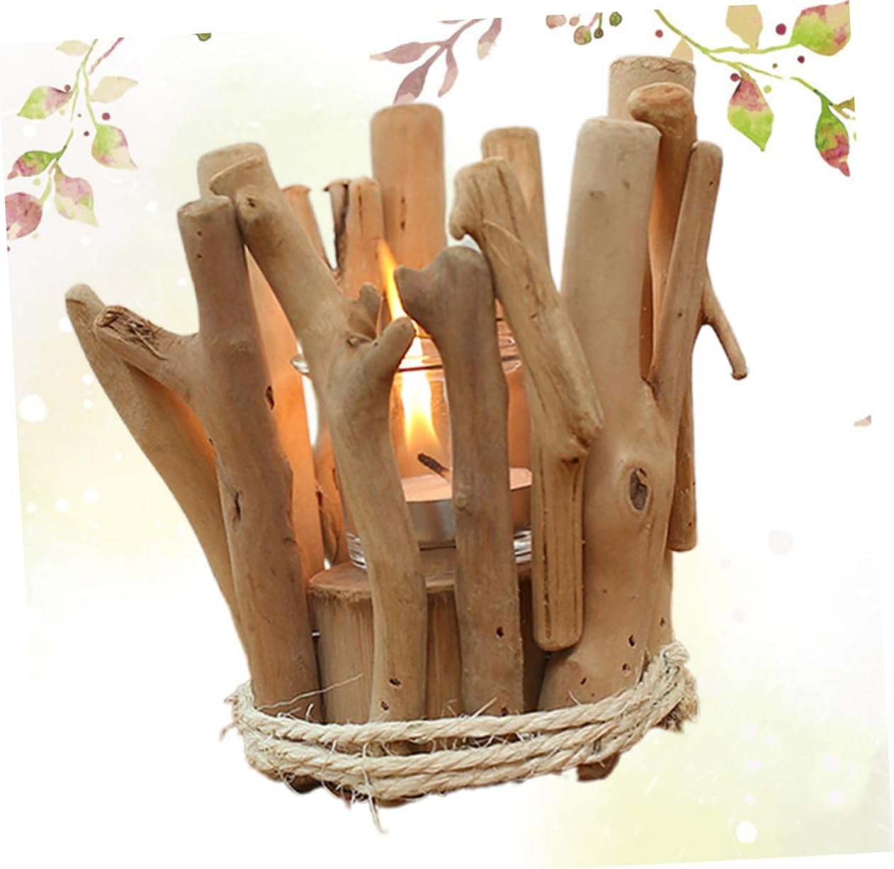 PRETYZOOM Wooden Stick Votive Candle Holders Boho Home Decor Modern Decor Handmade Ornament for Party