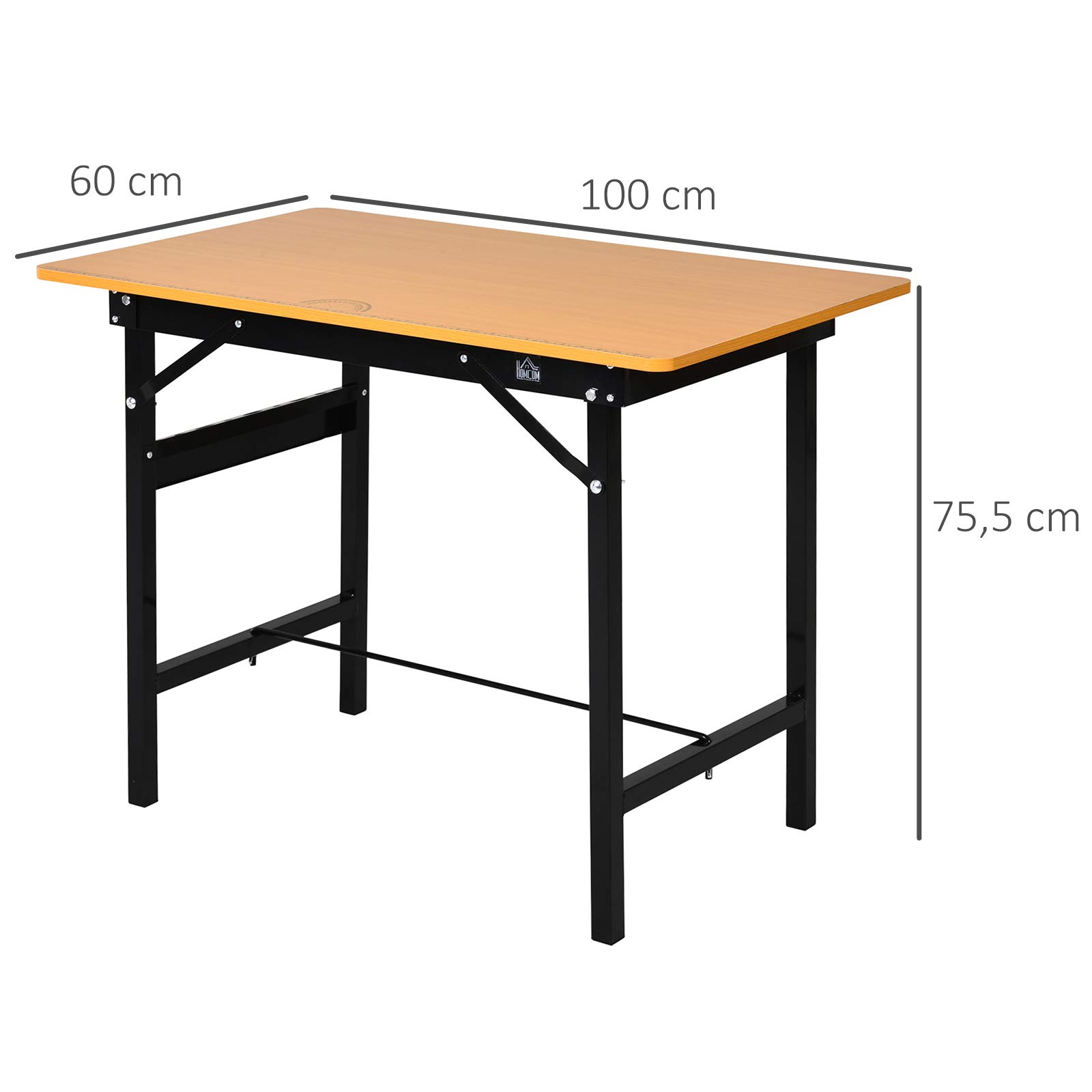 HOMCOM Banco de Trabajo Plegable Mesa con Regla Transportador 100 kg 100x60x75,5 cm Natural Negro
