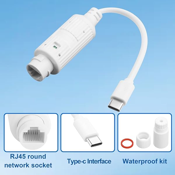 POE to USB C Power Converter,Ethernet to Type C 5V 2.4A 12W Charging Adapter,IP65 Waterproof for Security Cameras,Tablets IEEE802.3Af/At(No Data is transmitted, only Power is transmitted) - 3