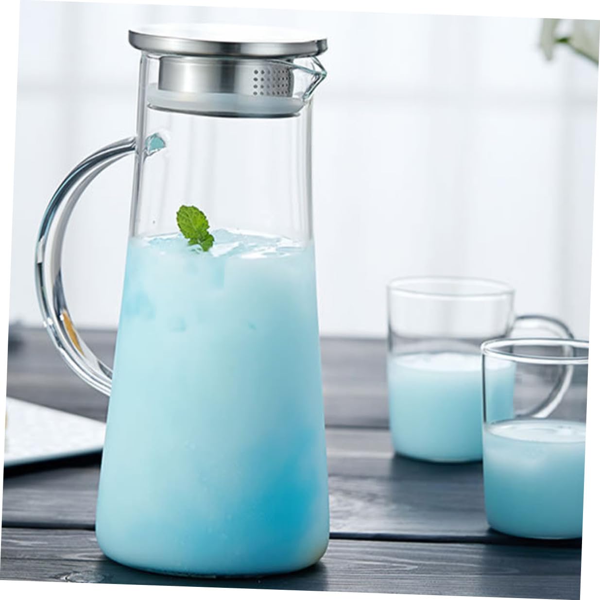 SOLUSTRE 1pezzi Bottiglia Acqua Grande Capacità per Uso Domestico Cucina Tè Trasparente Vetro Borosilicato Sicuro Sano Resistente Deformazioni Rotture