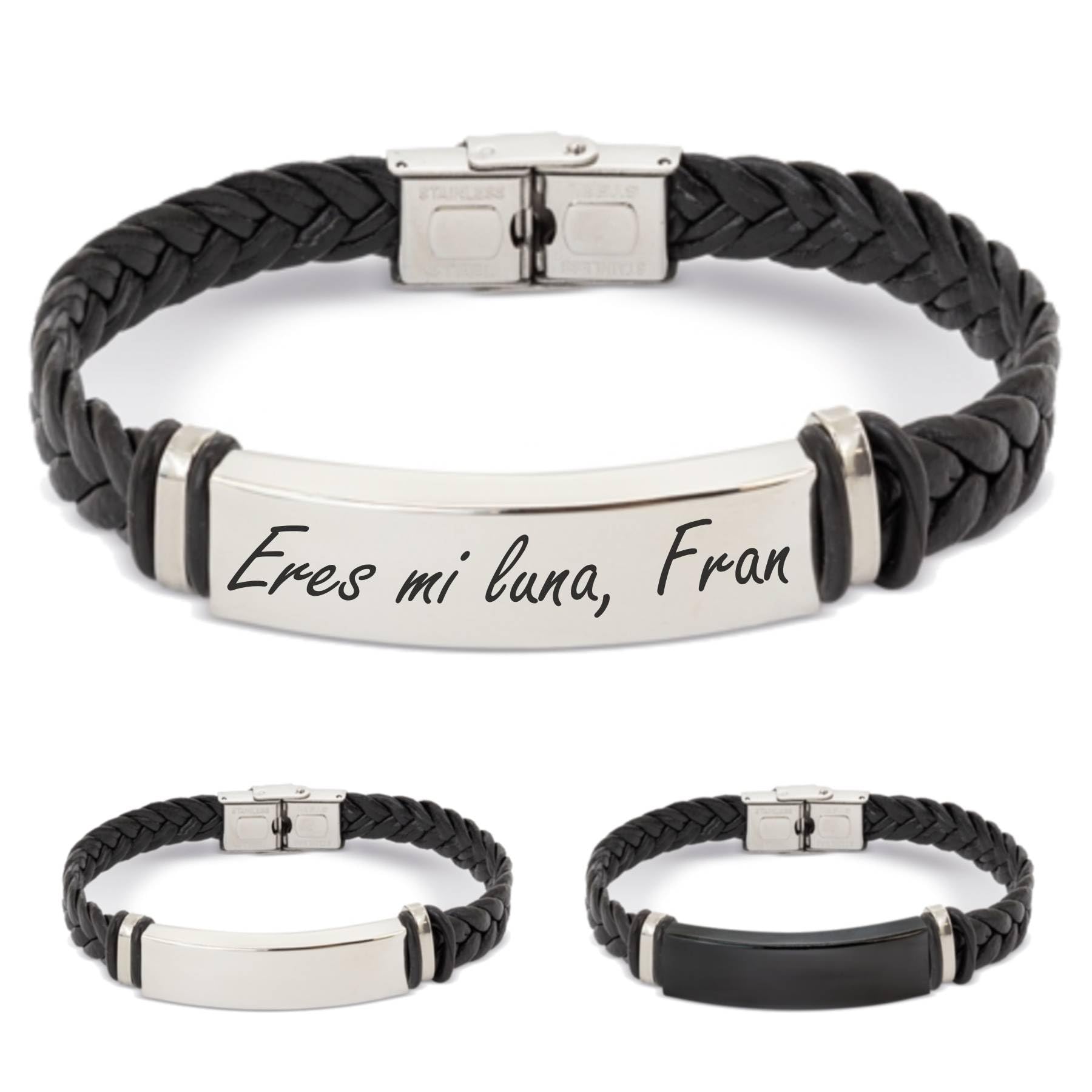 ibera gifts - Pulsera personalizada de acero inoxidable - Regalo Grabado para Hombre Mujer Parejas Amigos - Acabado profesional — view 13