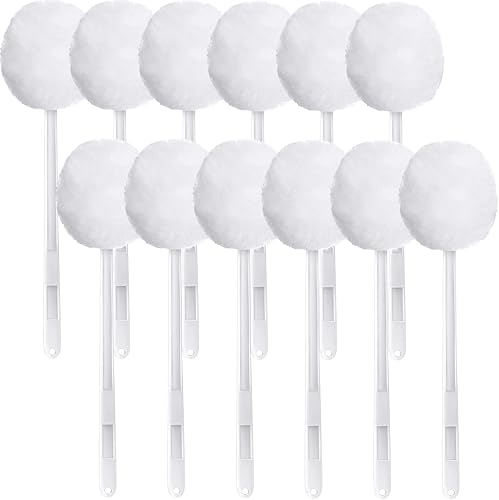 Paquete de 12 cepillos para inodoro de color blanco, suave, limpiadores de inodoro, cepillo de inodoro desechable, mango de plástico, trapeador de