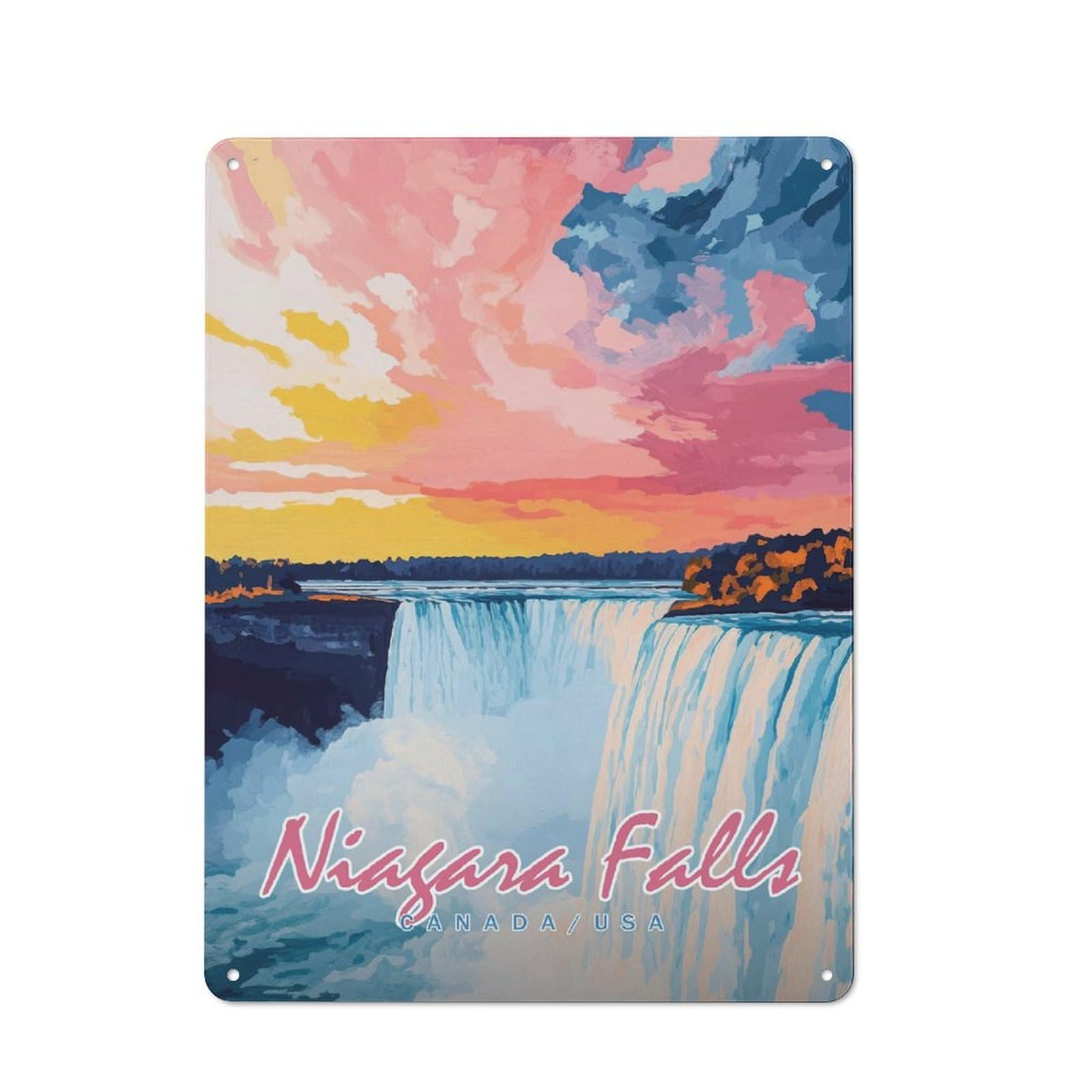 Junmoney Style-21 Niagara Falls Sunset(2) Retro Metal Wall Sign 40X30cm For Living Room Or Hallway, For Collectors Decorating Living Rooms And Hallways