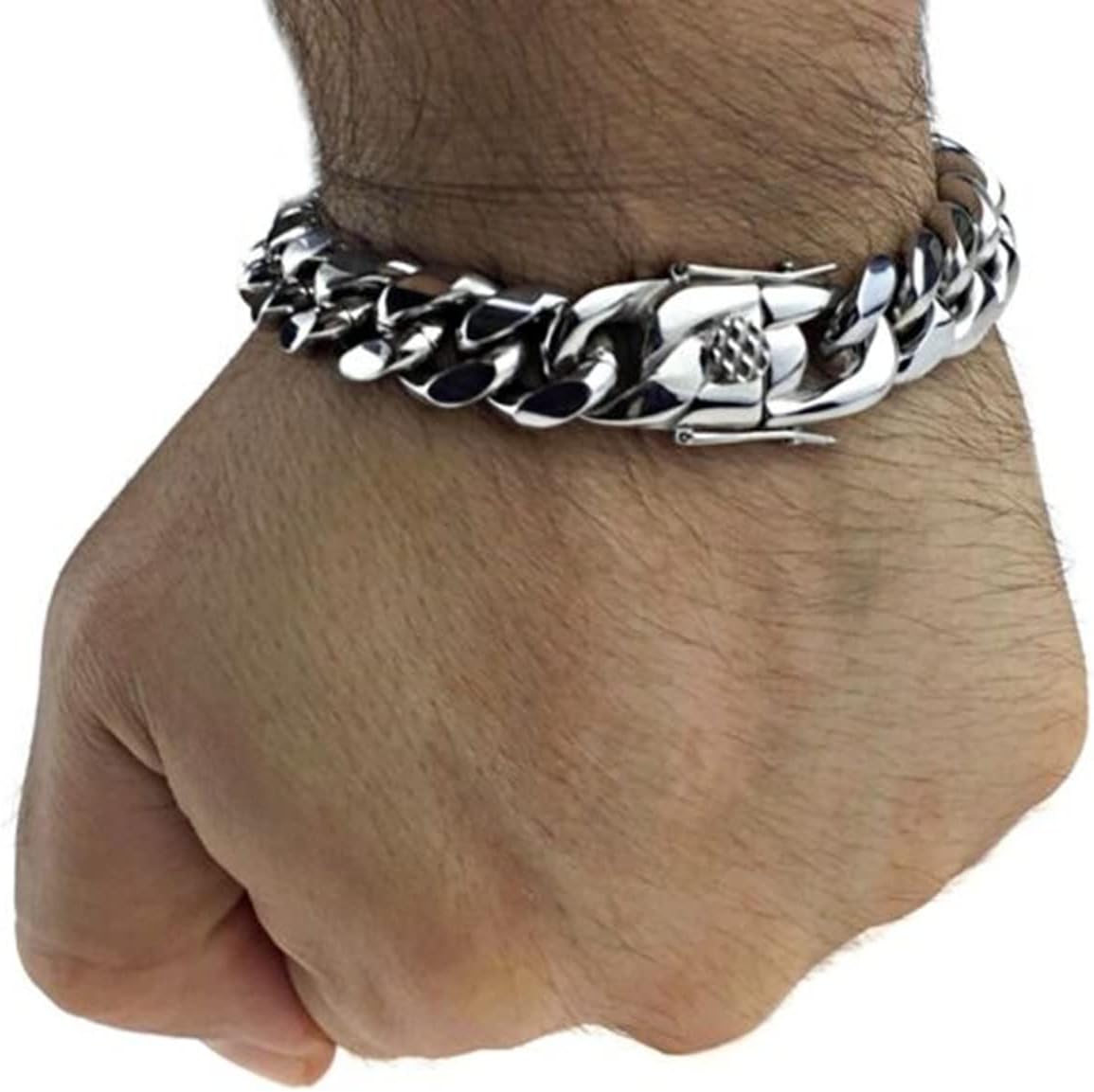 ROWIN&CO Stainless Steel Miami Cuban Link Bracelet for Men 15mm 18k Gold/Black/Silver/Rainbow Hip Hop Jewelry, Durable & Anti-Tarnish Cuban Chain, 8"-9.5" Inch, Pops Gifts For Fathers Boyfriends, Sons.