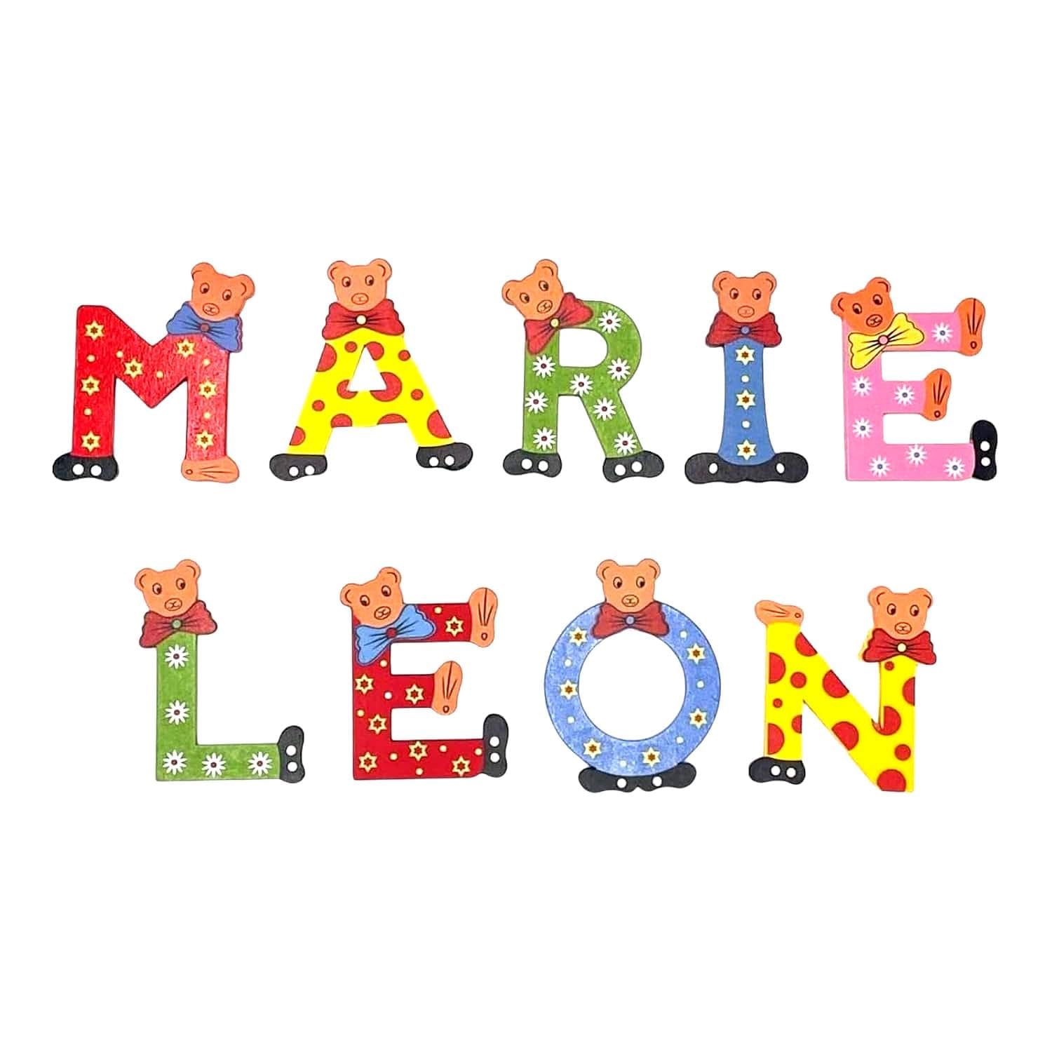 Bunte Holzbuchstaben mit Bärenmotiv – Personalisierte Kinderzimmer Deko – Türbuchstaben aus Holz für Namen – Handgefertigte Buchstaben für Kinderzimmer & Babyzimmer – Geschenk zur Geburt (A)