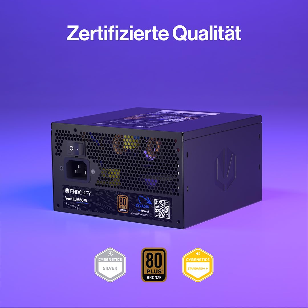 ENDORFY Vero L6 PSU (650, Watt) | Netzteil ATX 3.1 PCIe 5.1, 80 PLUS Bronze, Cybenetics Silver, Leiser Stratus 120 mm Lüfter, PSU für Gaming PC und Workstation