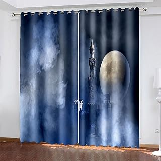 Tende Oscuranti per interni 220 L x 215 A cm Luna del castello Tende Oscuranti Termiche Isolanti con Occhielli,tende oscuranti camera da letto 2 Pannello,Casa Moderne Soggiorno Tende Oscuranti