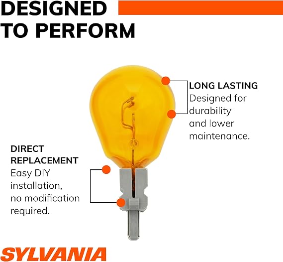 SYLVANIA 4157NA Long Life Miniature Amber Automotive Bulb, 2 Bulbs