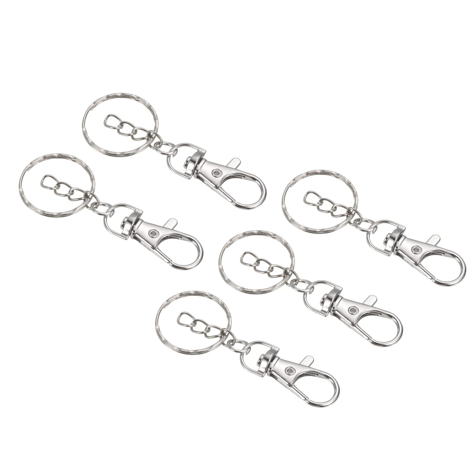 PATIKIL Key Chain Rings, 5 Pack Metal Keyring Extension Chain Clip Hook Keychain Holder, Silvery, 67mm