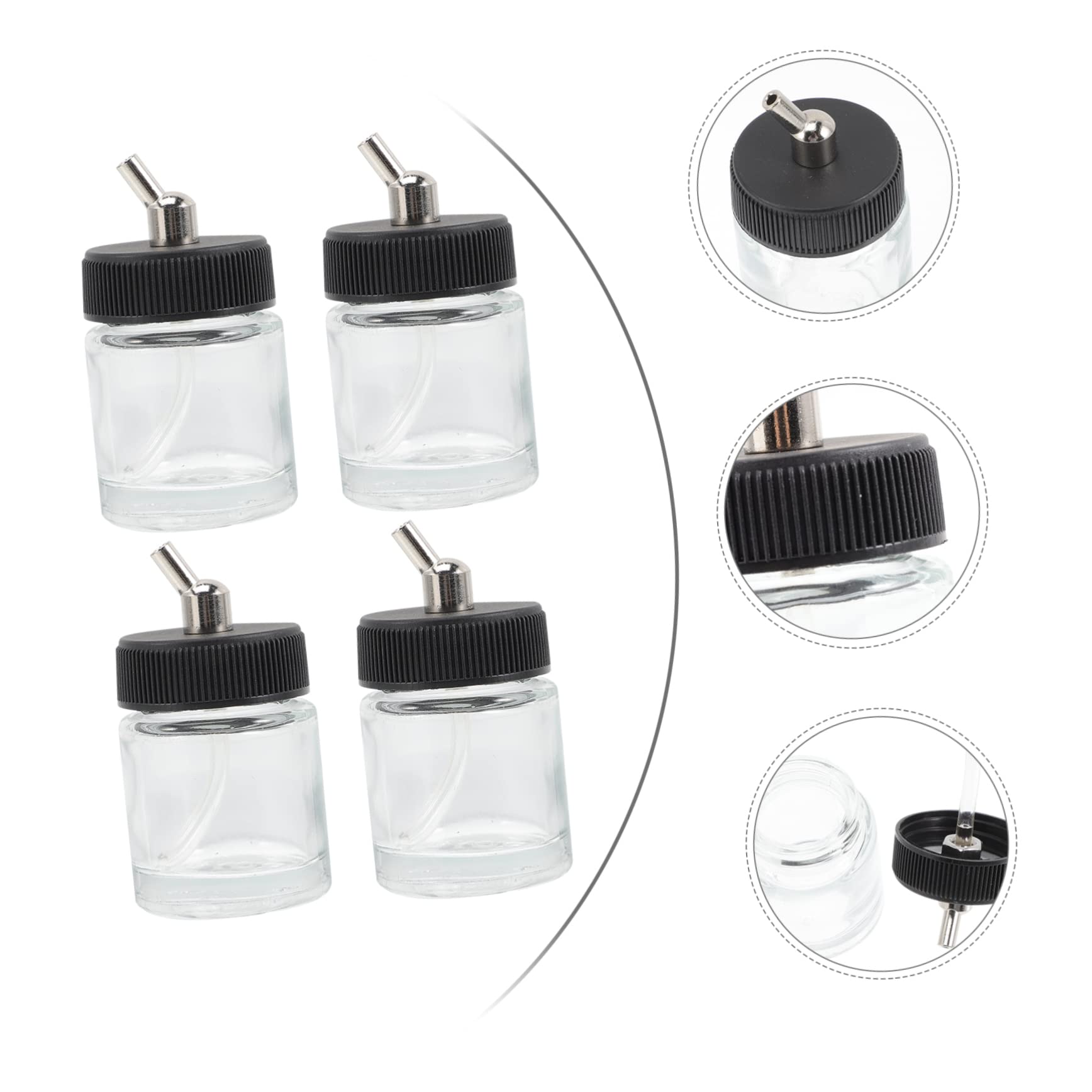Housoutil Lot de 10 Flacons D'aérographe en Verre 22 Cc, Bouteille de Peinture Vide pour Modèles, Bouchon Étanche, Anti-fuite