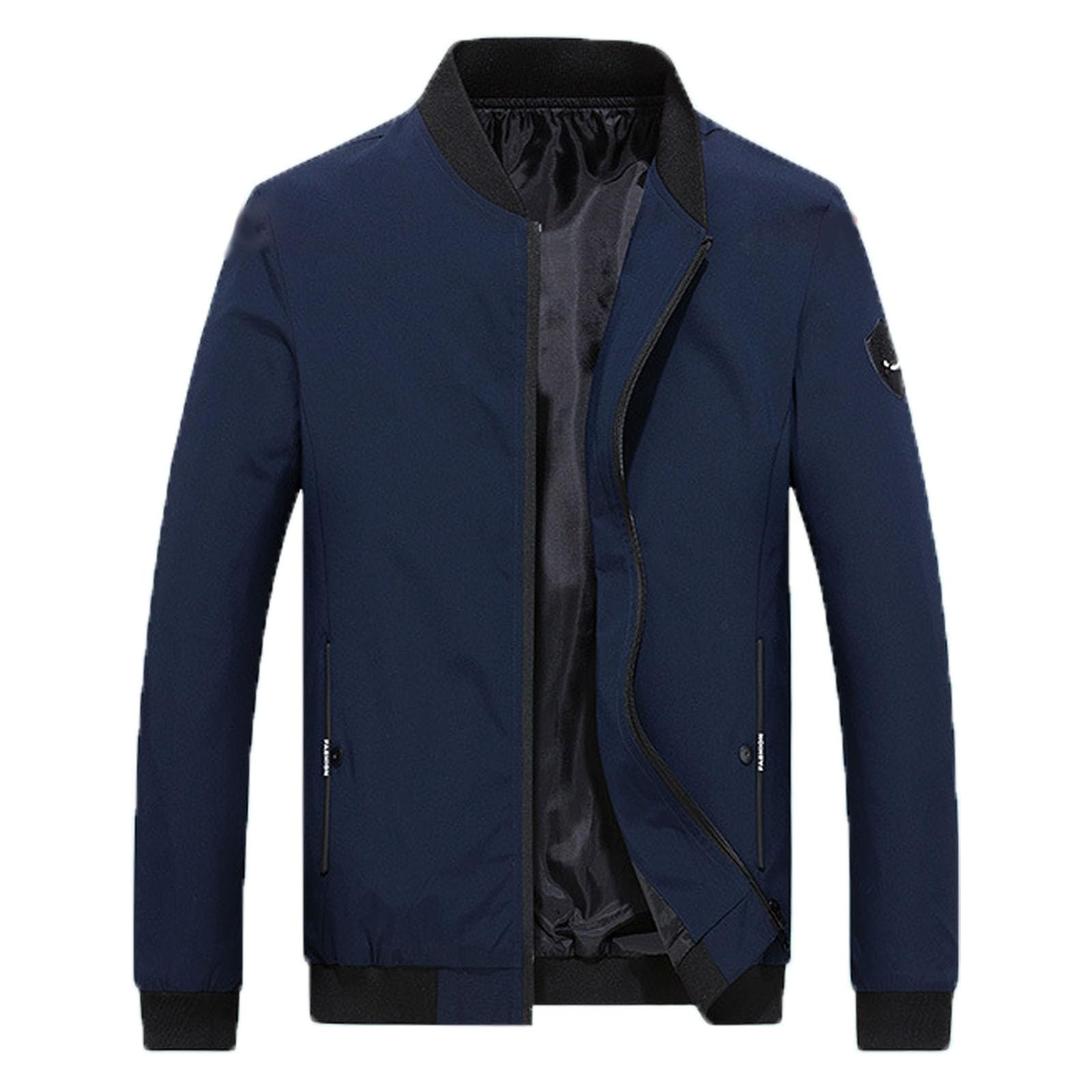 Mens Jackets Coat Casual Top Blouse Men's Flight Jacket Lightweight Windbreaker Full Zip Casual Jacket Buckskin Coat Men