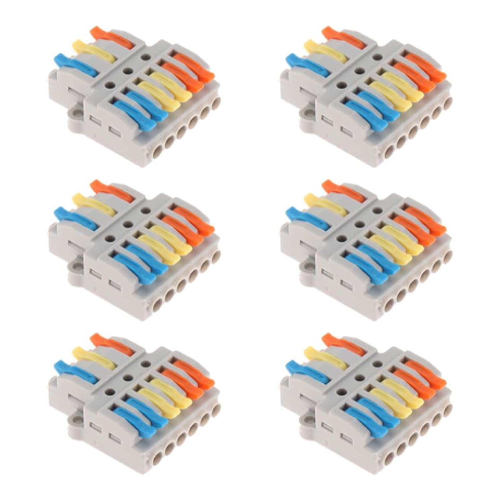 AEDIKO 6pcs Lever Wire Connectors Quick Wiring Cable Connector Compact Wire Terminal Block for 28-12 AWG, 28-14 AWG (3 IN 6 OUT)