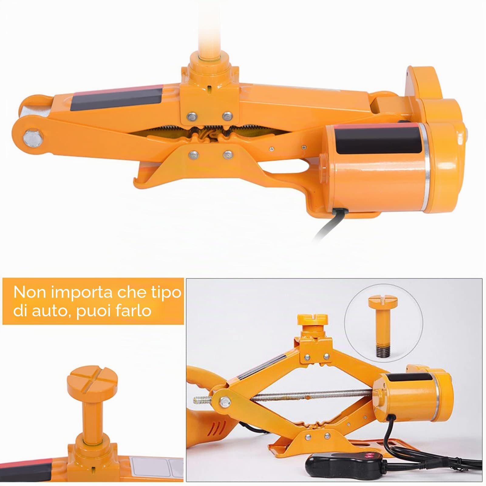 3T 12V DC Automotive Cric Elettrico, Cric per Auto a Forbice Sollevamento di Emergenza Kit di Riparazione Pneumatici con Custodia per Il Trasporto per SUV Van Garage e Attrezzature di Emergenza