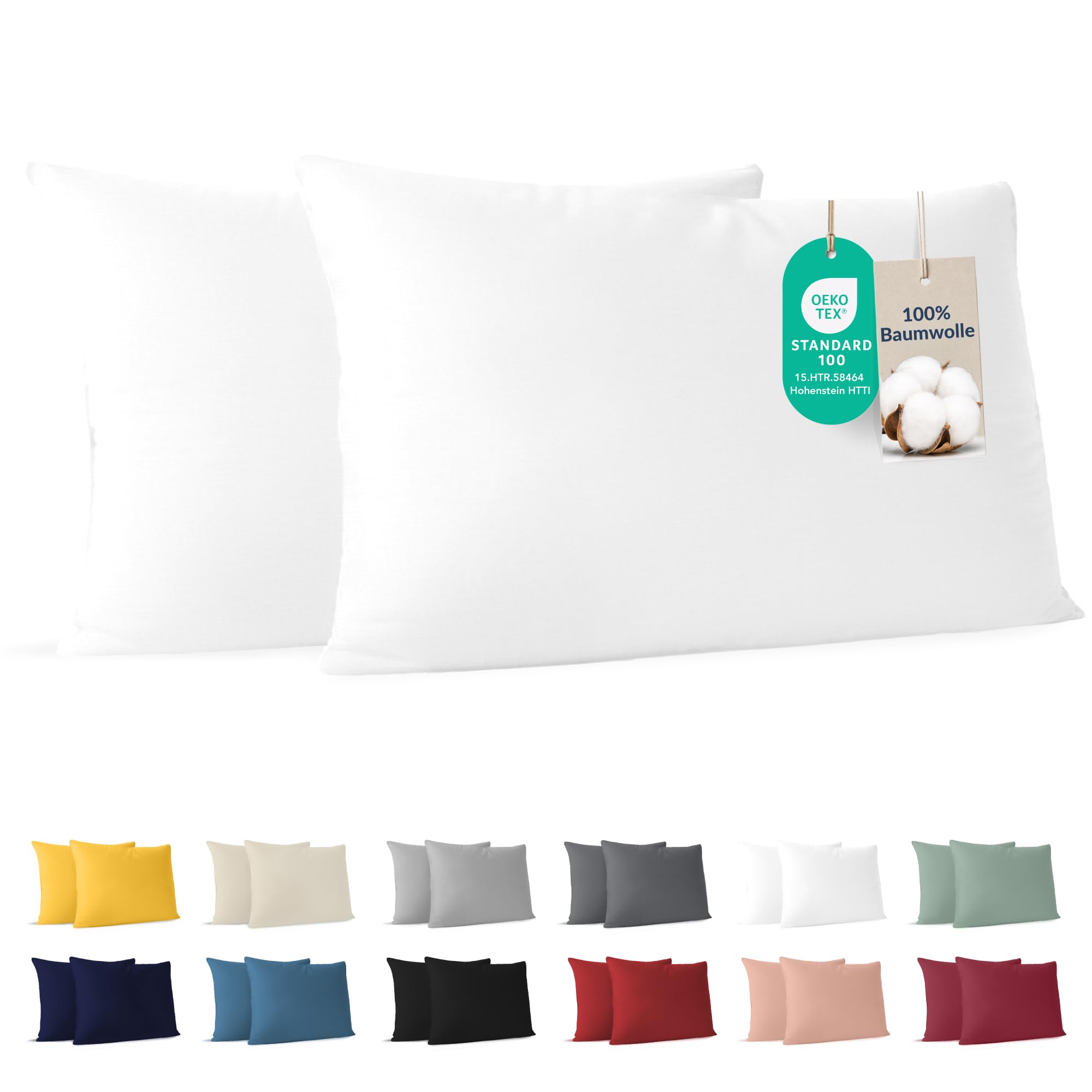 Dreamzie - Kissenbezug 40 x 80cm - 2er Set - 100% Baumwolle - Weiß