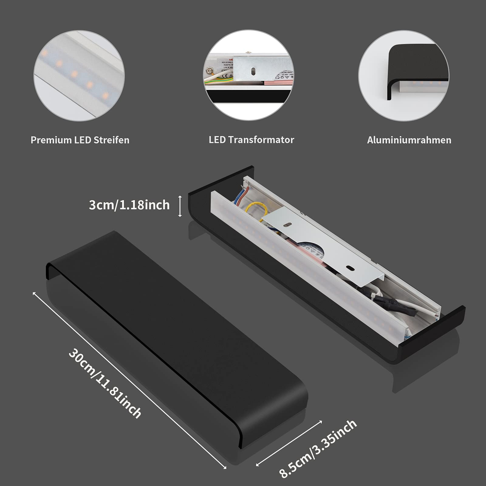 Faro Barcelona SUAU USB Wandleuchte – Schwarz, Minimalistisch, Mit Integriertem Schalter Und USB-Anschluss