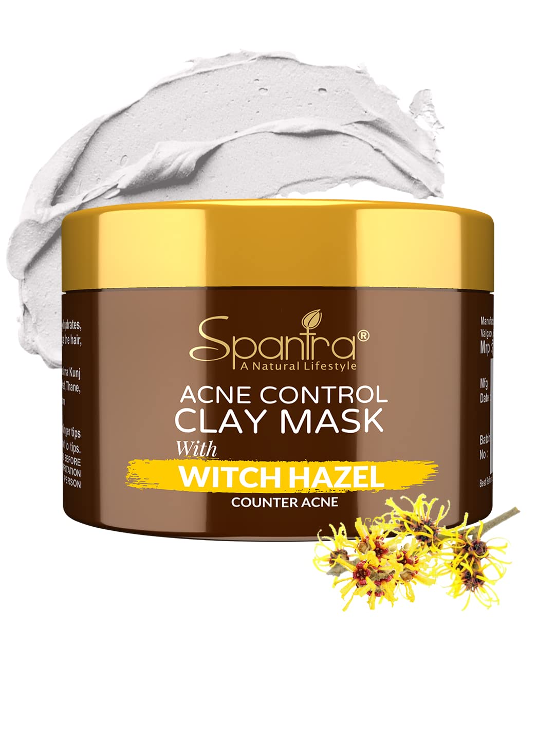 Spantra Witch Hazel Clay Mask | Skin Care Pollution + Acne Defense| Clay Mask for Face with Salicylic & Matcha Tea | Reduces Active Acne, Soothes Redness | For Dark Spots, Oily, Acne Prone Skin | 125g