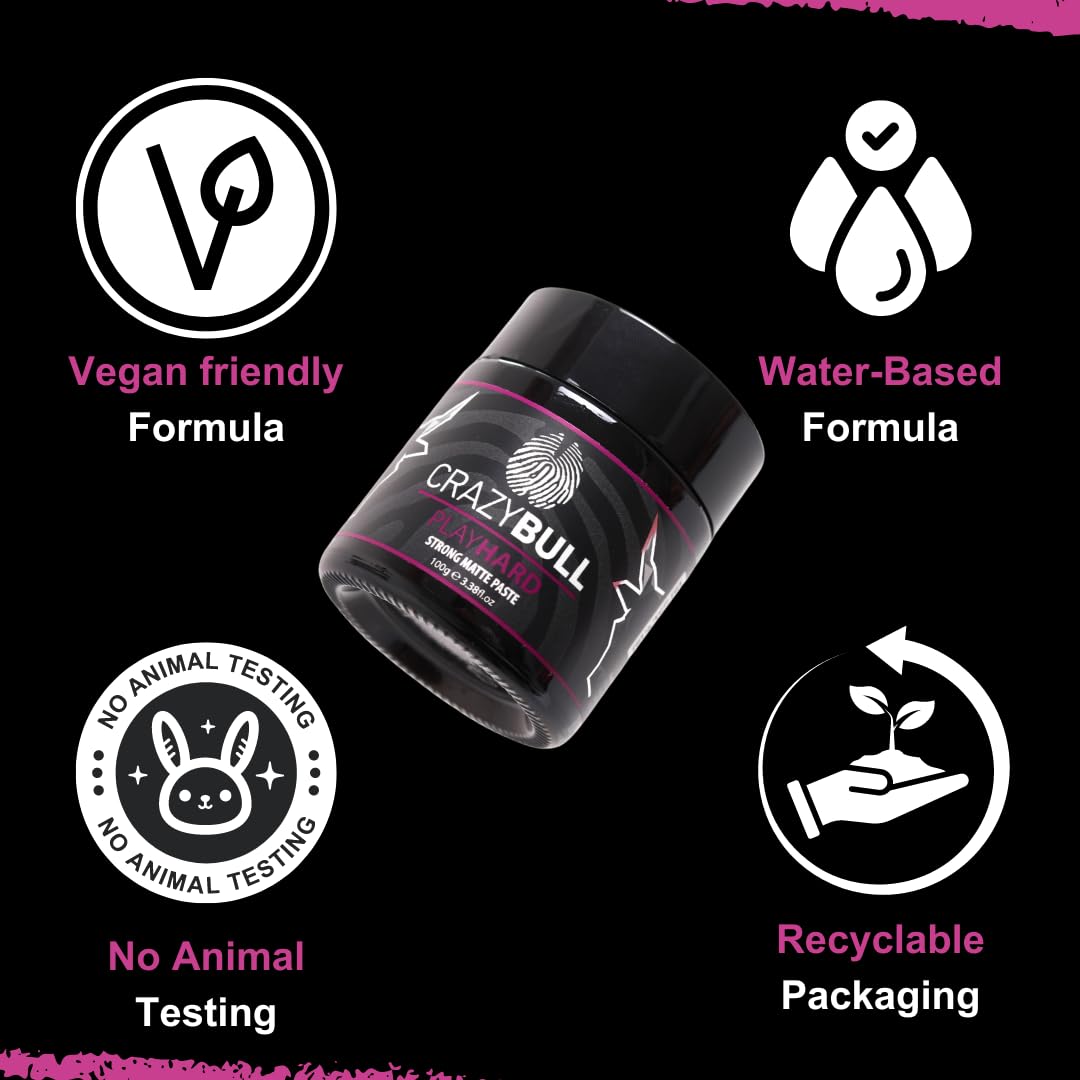 CRAZY BULL PLAY HARD - Ultra Strong Hold Styling Texture Full Matte Paste (100g) i grzebień