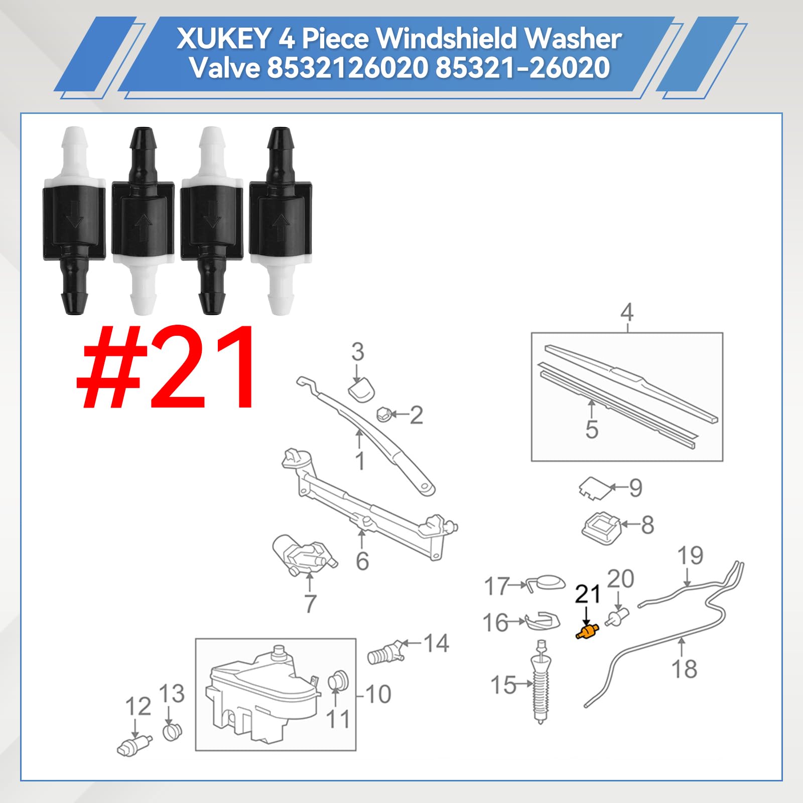 Valvola Di Non Ritorno Per Lavaggio Parabrezza Toyota - Compatibile Con RAV4 E XV40 2006-2020 - Foto 11