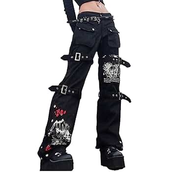 パンツ y2k grunge buggy denim cargo pants punk Women Y2k Cargo Pants Grunge Gothic Tripp Pants Punk Goth