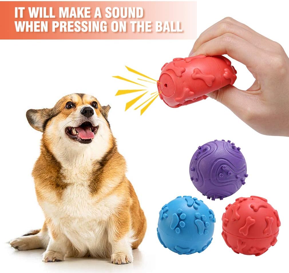 Interactive Dog Toys Ball - 5 Pack Different Functions Rubber Balls - Dog Squeaky Balls, Durable Dog Chew Ball, Dog Treat Ball Food Dispensing Toy for Teething, Fit for Small Medium Large Dogs : Pet Supplies
