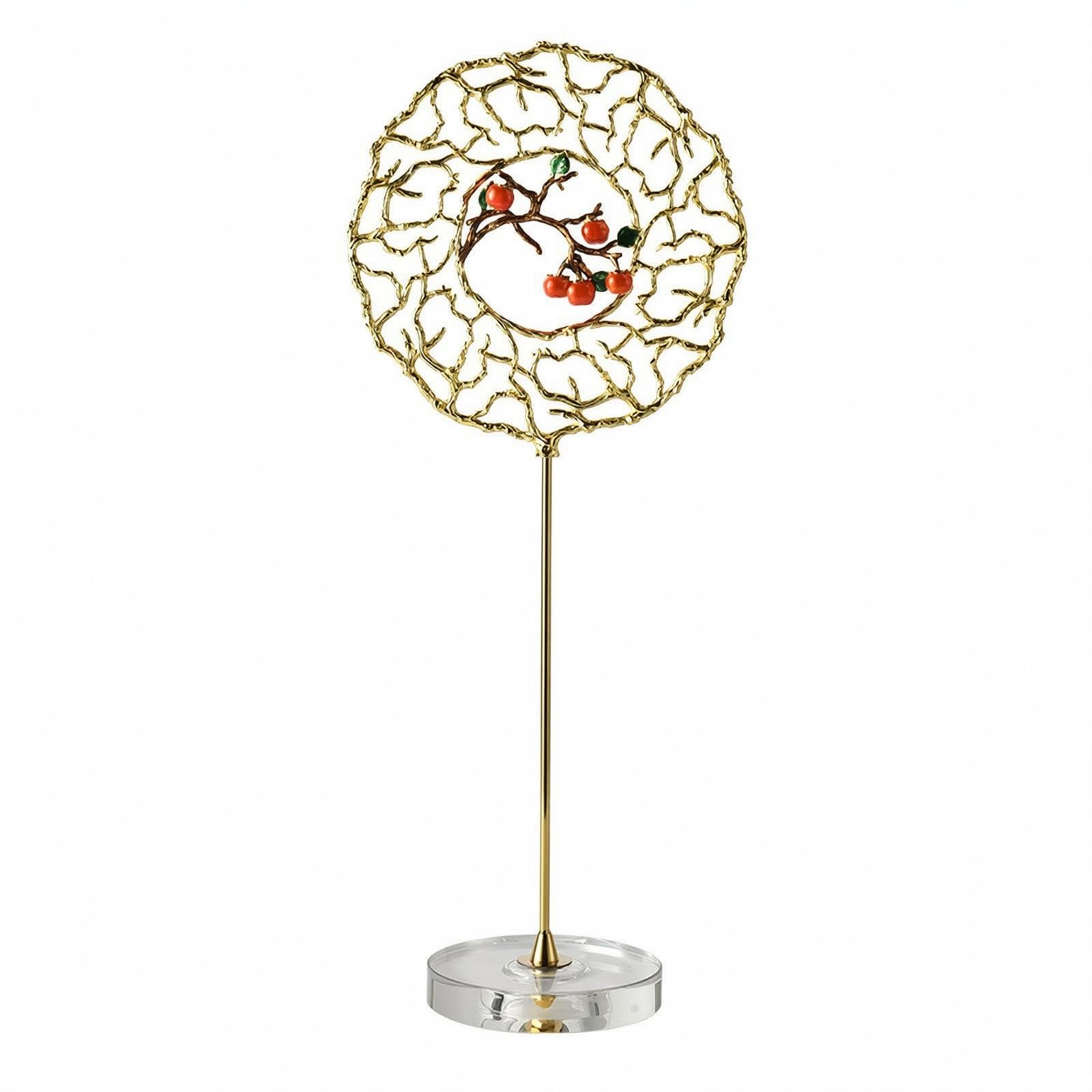 Colcolo Enamel Home Ornamento Artistico da Tavolo Scultura con Anello Aperto Motivo Ramo di Dettagli Vivaci Finitura Base Acrilica Adatta per Consolle Scaffali Reception Casa, RD7402L